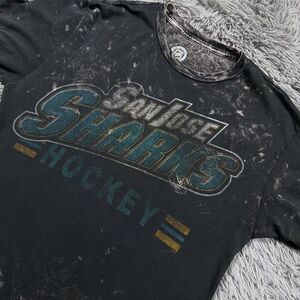 NHL Shirt Medium Black White San Jose Sharks Hockey Ice Tie Dye Pullover Mens